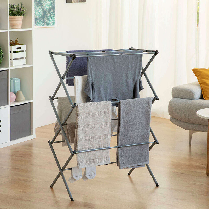 Folding and Extendable Metal Clothes Dryer with 3 Levels laundry Folding and Extendable Metal Clothes Dryer with 3 Levels Folding and Extendable Metal Clothes Dryer with 3 Levels InnovaGoods