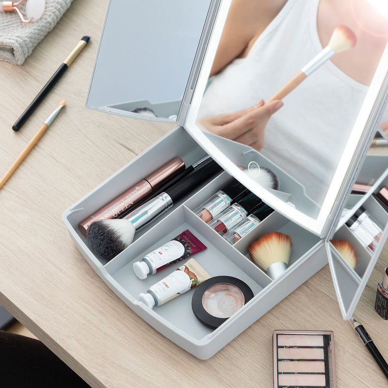 3-In-1 Folding LED Mirror with Make-up Organiser Storage & Organization 3-In-1 Folding LED Mirror with Make-up Organiser 3-In-1 Folding LED Mirror with Make-up Organiser InnovaGoods