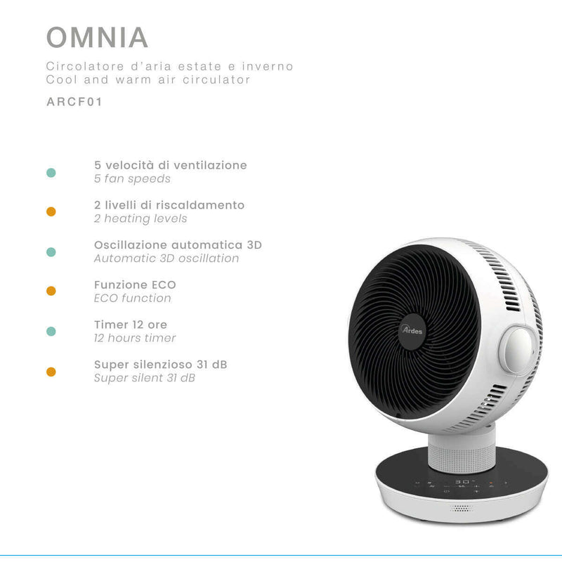 Omnia - Air Circulator Dual Function Hot and Cold Heater Omnia - Air Circulator Dual Function Hot and Cold Omnia - Air Circulator Dual Function Hot and Cold Ardes