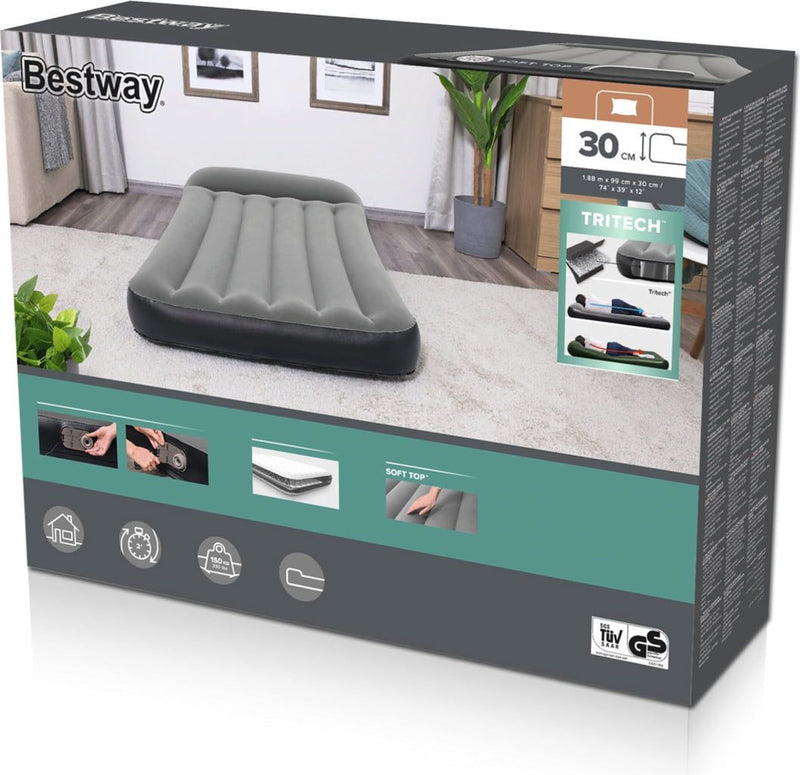 TriTech™ Single Air Mattress With Integrated Electric Pump Air Bed TriTech™ Single Air Mattress With Integrated Electric Pump TriTech™ Single Air Mattress With Integrated Electric Pump Bestway