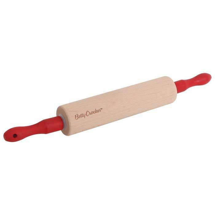 Wooden Rolling Pin 39cm, Beige& Red  Wooden Rolling Pin 39cm, Beige& Red Wooden Rolling Pin 39cm, Beige& Red Betty Crocker