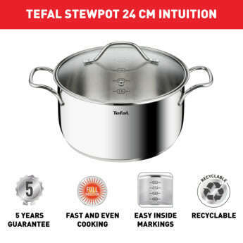 Intuition Stewpot 24 cm + Glas Lid Cooking Pot Intuition Stewpot 24 cm + Glas Lid Intuition Stewpot 24 cm + Glas Lid Tefal