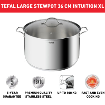 Intuition G6 SS Stewpot 36cm +Lid (20L) Cooking Pot Intuition G6 SS Stewpot 36cm +Lid (20L) Intuition G6 SS Stewpot 36cm +Lid (20L) Tefal