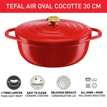 Air Cast Aluminium Oval Cocotte 30x23+Lid Dutch Ovens Air Cast Aluminium Oval Cocotte 30x23+Lid Air Cast Aluminium Oval Cocotte 30x23+Lid Tefal