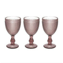 Set of 3 Goblet Glasses-Pink Glass cups Set of 3 Goblet Glasses-Pink Set of 3 Goblet Glasses-Pink Tognana