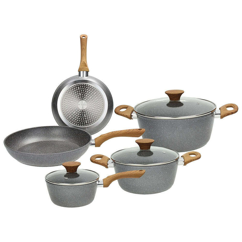 8-Piece Marble Cooking Set- Grey-Wooden Handles Cookware Sets 8-Piece Marble Cooking Set- Grey-Wooden Handles 8-Piece Marble Cooking Set- Grey-Wooden Handles Tognana