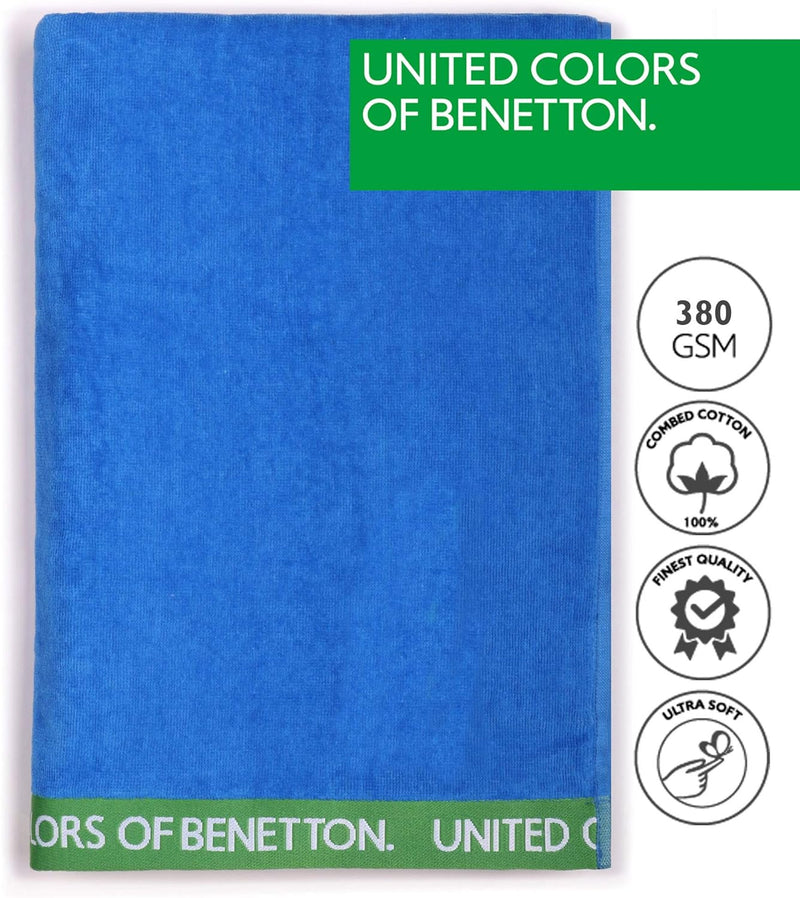 Beach Towel 90 x 160 cm, Blue 420 GSM Velour Cotton Bathroom Towels Beach Towel 90 x 160 cm, Blue 420 GSM Velour Cotton Beach Towel 90 x 160 cm, Blue 420 GSM Velour Cotton United Colors of Benetton