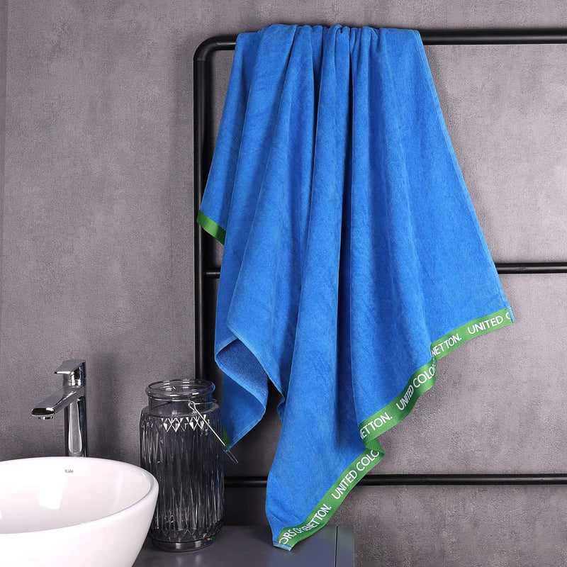 Beach Towel 90 x 160 cm, Blue 420 GSM Velour Cotton Bathroom Towels Beach Towel 90 x 160 cm, Blue 420 GSM Velour Cotton Beach Towel 90 x 160 cm, Blue 420 GSM Velour Cotton United Colors of Benetton