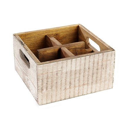 Square Vintage Table Caddy - Wood