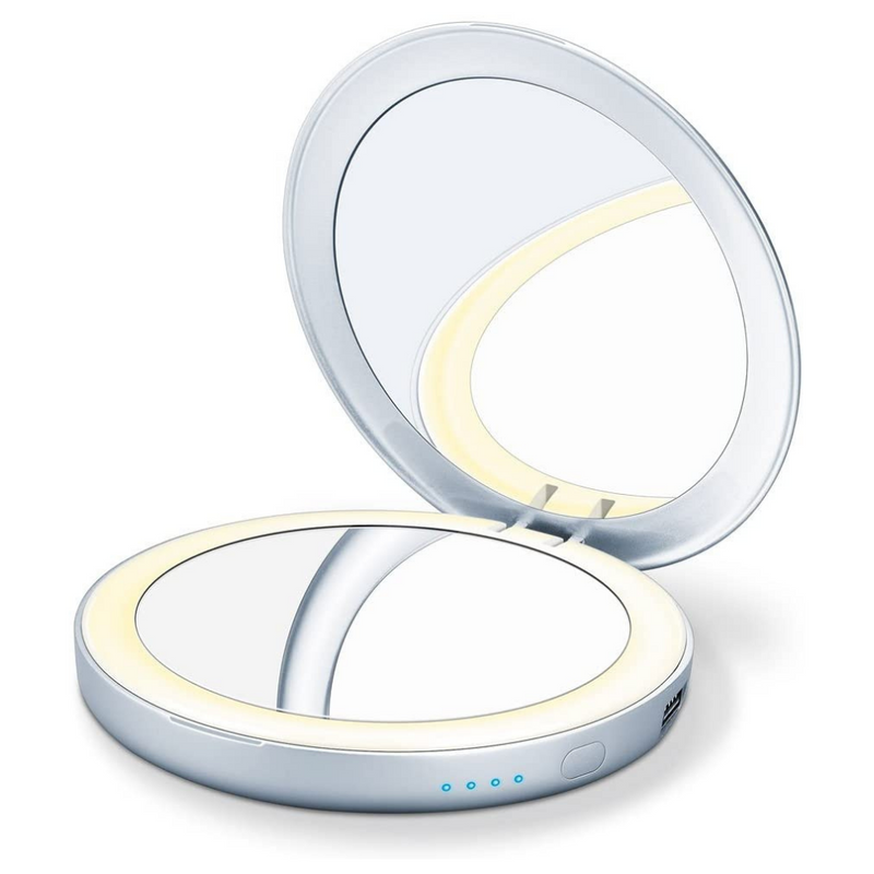 Illuminated Cosmetic Mirror with Power Bank Face Mirrors Illuminated Cosmetic Mirror with Power Bank Illuminated Cosmetic Mirror with Power Bank Beurer