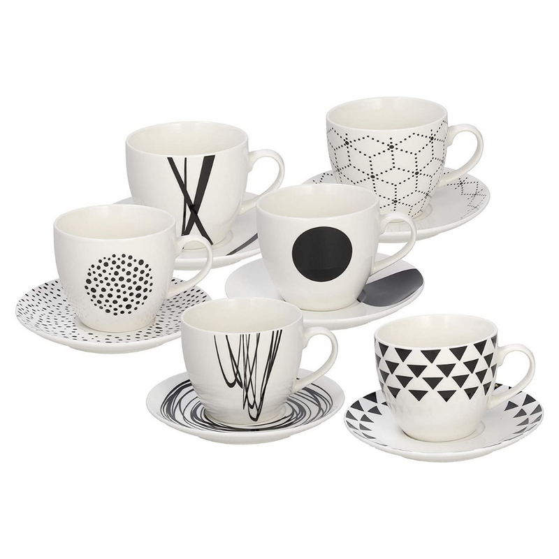 Metropol Graphic Pack of 6 Tea Cups with Plate Coffee & Tea Cups Metropol Graphic Pack of 6 Tea Cups with Plate Metropol Graphic Pack of 6 Tea Cups with Plate Tognana