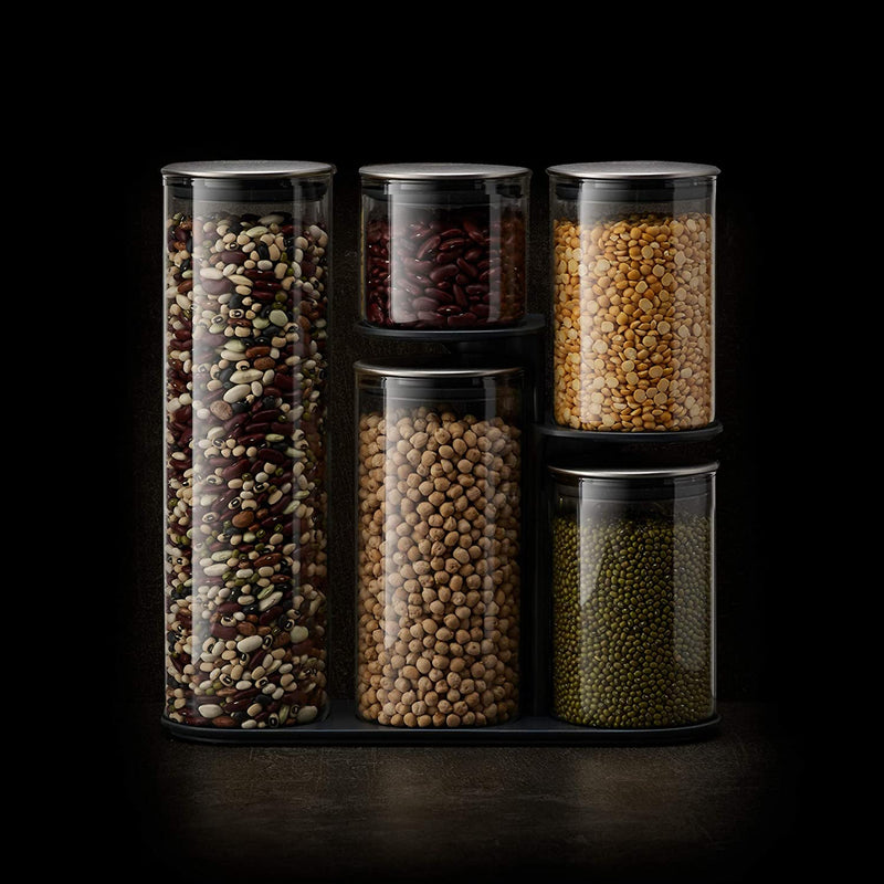 Podium 100 Glass Dry Food Storage Container Set with Stand Food Storage Podium 100 Glass Dry Food Storage Container Set with Stand Podium 100 Glass Dry Food Storage Container Set with Stand Joseph Joseph