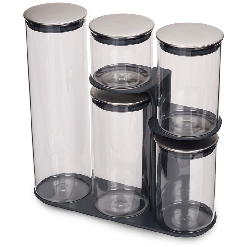 Podium 100 Glass Dry Food Storage Container Set with Stand Food Storage Podium 100 Glass Dry Food Storage Container Set with Stand Podium 100 Glass Dry Food Storage Container Set with Stand Joseph Joseph