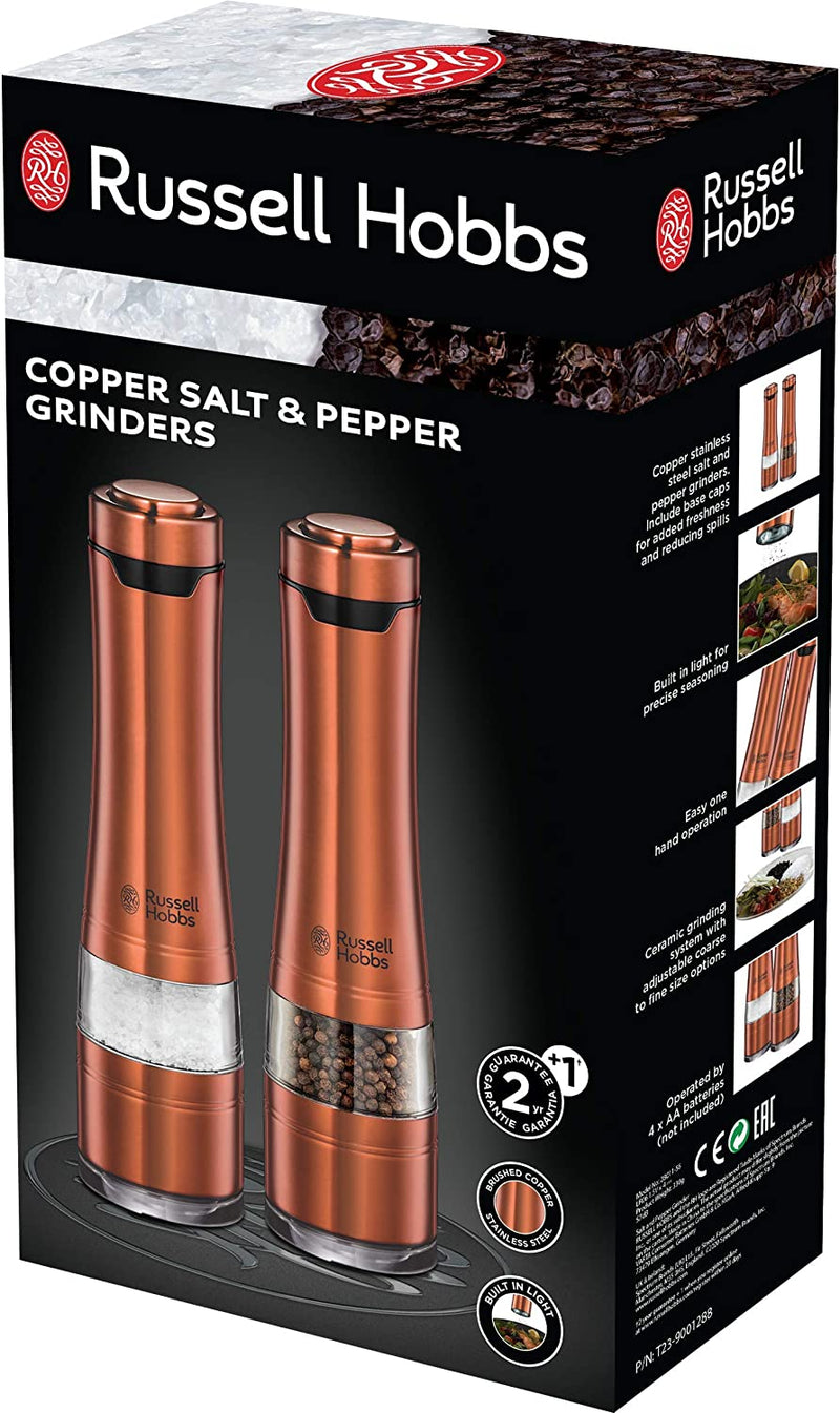 Copper Salt and Pepper Mill Electric Set Salt & Pepper Shakers Copper Salt and Pepper Mill Electric Set Copper Salt and Pepper Mill Electric Set Russell Hobbs