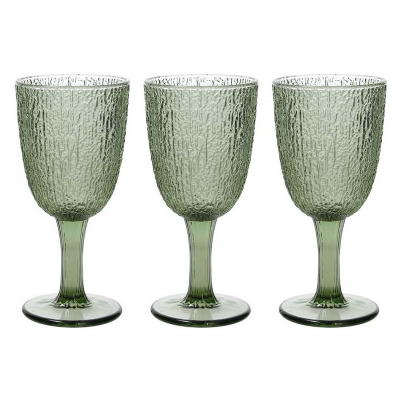 Set Of 3 Goblets - Green Glass cups Set Of 3 Goblets - Green Set Of 3 Goblets - Green Tognana
